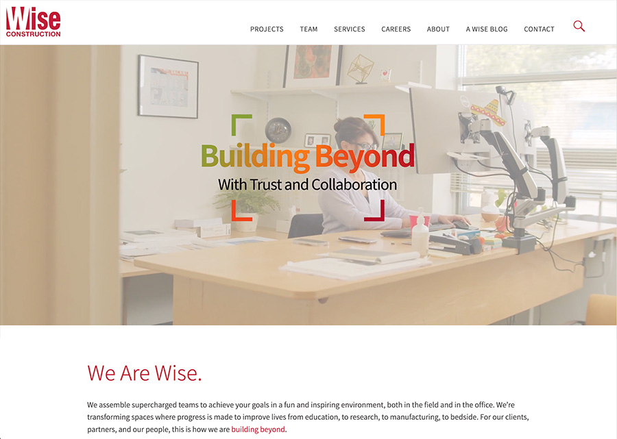 Screenshot of the Wise Construction website.